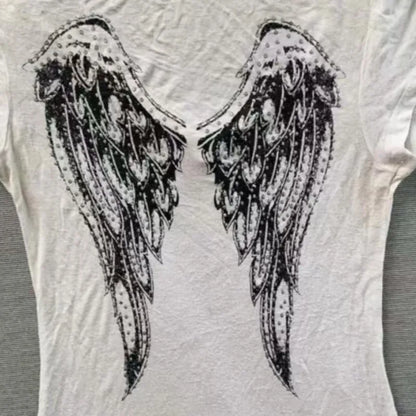 Cross Print T-Shirts Harajuku Slim Short-Sleeved T Shirt Punk