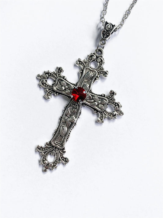 Y2K Punk Crystal Big Cross Pendant Necklaces 