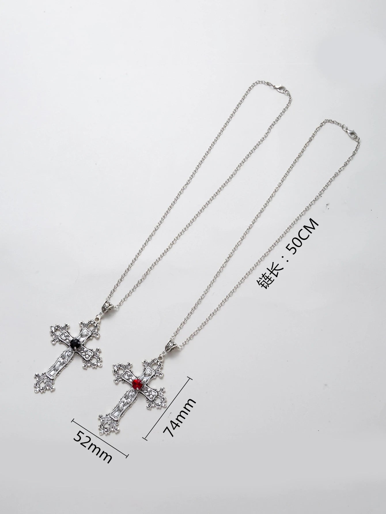 Y2K Punk Crystal Big Cross Pendant Necklaces 