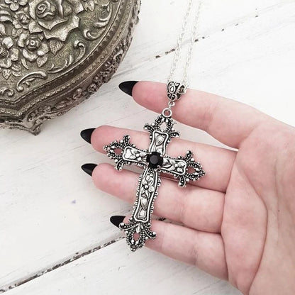 Y2K Punk Crystal Big Cross Pendant Necklaces 