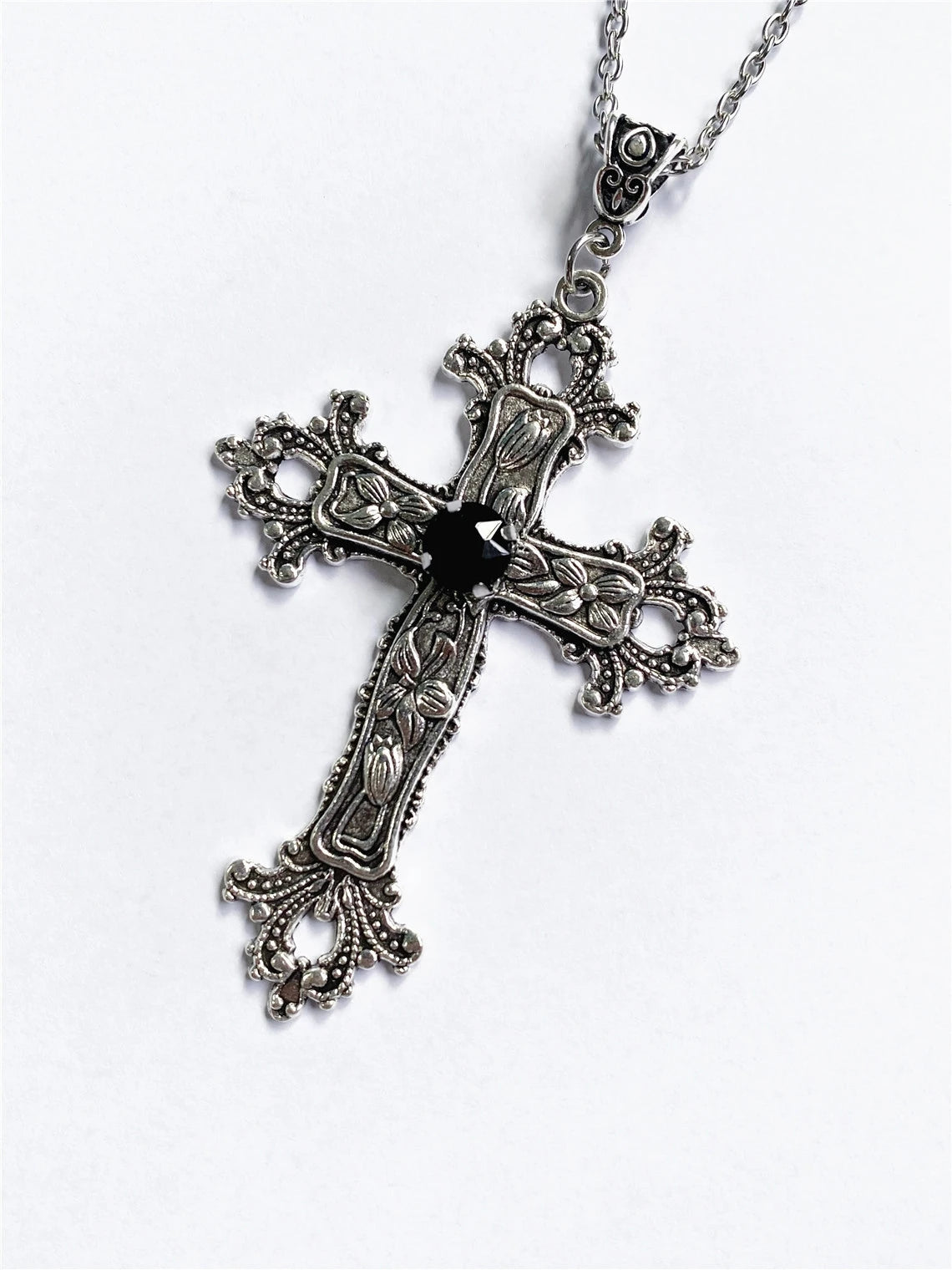 Y2K Punk Crystal Big Cross Pendant Necklaces 
