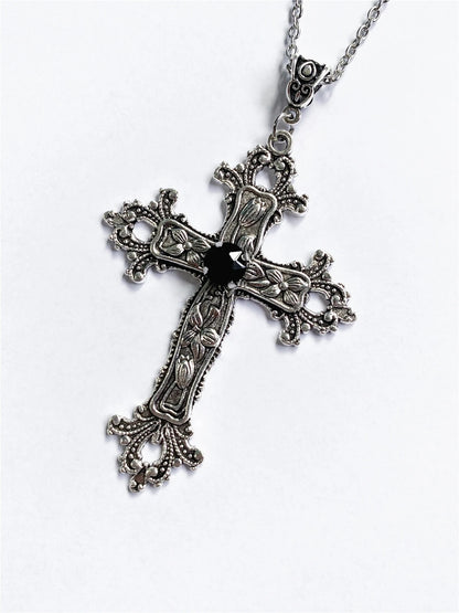 Y2K Punk Crystal Big Cross Pendant Necklaces 