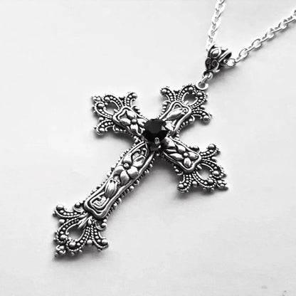 Y2K Punk Crystal Big Cross Pendant Necklaces 